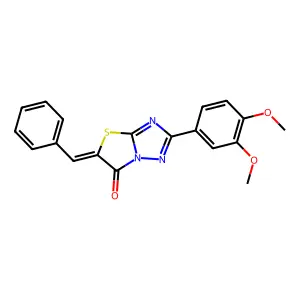 (5Z)-5-benzylidene-2-(3,4-dimethoxyphenyl)[1,3]thiazolo[3,2-b][1,2,4]triazol-6(5H)-one structure