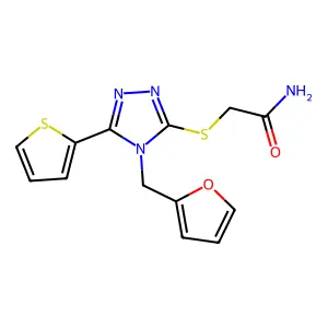 2-{[4-(2-furylmethyl)-5-(2-thienyl)-4H-1,2,4-triazol-3-yl]sulfanyl}acetamide structure