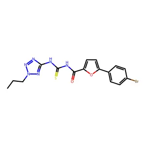 5-(4-bromophenyl)-N-[(2-propyltetrazol-5-yl)carbamothioyl]furan-2-carboxamide structure