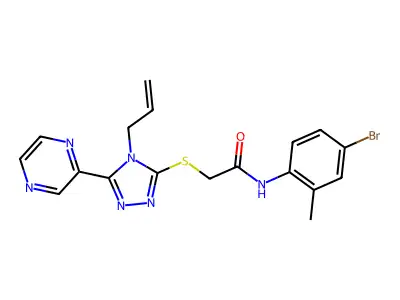 N-(4-bromo-2-methylphenyl)-2-{[4-(prop-2-en-1-yl)-5-(pyrazin-2-yl)-4H-1,2,4-triazol-3-yl]sulfanyl}acetamide structure