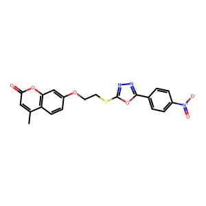 4-methyl-7-[2-[[5-(4-nitrophenyl)-1,3,4-oxadiazol-2-yl]sulfanyl]ethoxy]chromen-2-one structure