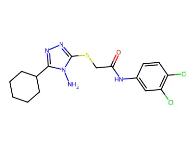 2-((4-amino-5-cyclohexyl-4H-1,2,4-triazol-3-yl)thio)-N-(3,4-dichlorophenyl)acetamide structure