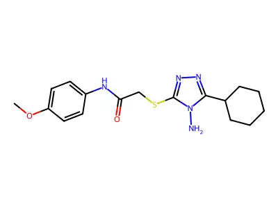 2-((4-amino-5-cyclohexyl-4H-1,2,4-triazol-3-yl)thio)-N-(4-methoxyphenyl)acetamide structure