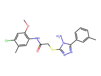 2-[4-amino-5-(3-methylphenyl)(1,2,4-triazol-3-ylthio)]-N-(4-chloro-2-methoxy-5-methylphenyl)acetamide structure