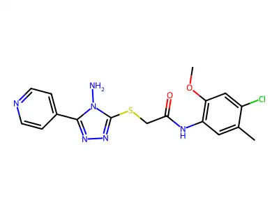 2-(4-amino-5-(4-pyridyl)(1,2,4-triazol-3-ylthio))-N-(4-chloro-2-methoxy-5-meth ylphenyl)acetamide structure