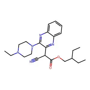 2-Ethylbutyl 2-cyano-2-[3-(4-ethylpiperazin-1-yl)quinoxalin-2-yl]acetate structure