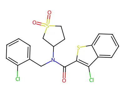 3-chloro-N-(2-chlorobenzyl)-N-(1,1-dioxidotetrahydrothiophen-3-yl)-1-benzothiophene-2-carboxamide structure