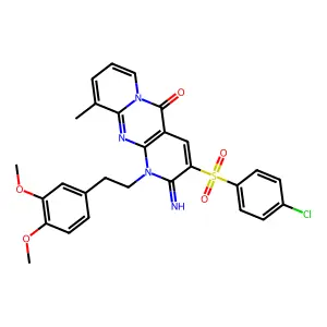 5H-Dipyrido[1,2-a:2',3'-d]pyrimidin-5-one, 3-[(4-chlorophenyl)sulfonyl]-1-[2-(3,4-dimethoxyphenyl)ethyl]-1,2-dihydro-2-imino-10-methyl- structure