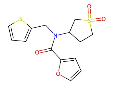 N-(1,1-dioxidotetrahydro-3-thienyl)-N-(2-thienylmethyl)-2-furamide structure