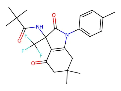 N-[6,6-dimethyl-1-(4-methylphenyl)-2,4-dioxo-3-(trifluoromethyl)-5,7-dihydroindol-3-yl]-2,2-dimethylpropanamide structure