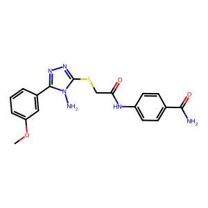 4-{2-[4-Amino-5-(3-methoxyphenyl)-1,2,4-triazol-3-ylthio]acetylamino}benzamide structure