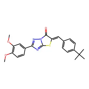 (5Z)-5-(4-tert-butylbenzylidene)-2-(3,4-dimethoxyphenyl)[1,3]thiazolo[3,2-b][1,2,4]triazol-6(5H)-one structure