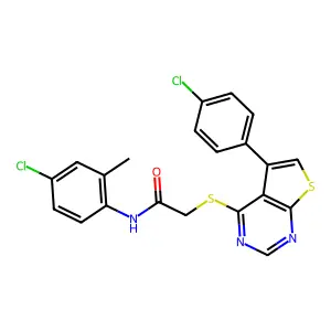 N-(4-chloro-2-methylphenyl)-2-{[5-(4-chlorophenyl)thieno[2,3-d]pyrimidin-4-yl]sulfanyl}acetamide structure