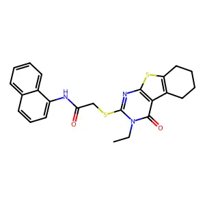2-((3-Ethyl-4-oxo-3,4,5,6,7,8-hexahydrobenzo[4,5]thieno[2,3-d]pyrimidin-2-yl)thio)-N-(naphthalen-1-yl)acetamide structure
