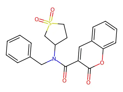 N-benzyl-N-(1,1-dioxidotetrahydro-3-thienyl)-2-oxo-2H-chromene-3-carboxamide structure