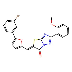 (5Z)-5-{[5-(3-bromophenyl)furan-2-yl]methylidene}-2-(2-methoxyphenyl)[1,3]thiazolo[3,2-b][1,2,4]triazol-6(5H)-one structure
