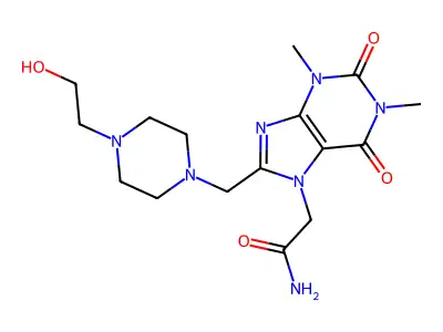 2-(8-((4-(2-hydroxyethyl)piperazin-1-yl)methyl)-1,3-dimethyl-2,6-dioxo-2,3-dihydro-1H-purin-7(6H)-yl)acetamide structure
