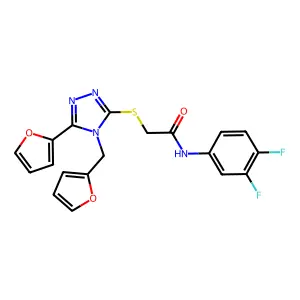 N-(3,4-difluorophenyl)-2-{[5-(furan-2-yl)-4-(furan-2-ylmethyl)-4H-1,2,4-triazol-3-yl]sulfanyl}acetamide structure
