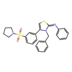 N-[(2Z)-3-benzyl-4-[3-(pyrrolidin-1-ylsulfonyl)phenyl]-1,3-thiazol-2(3H)-ylidene]aniline structure
