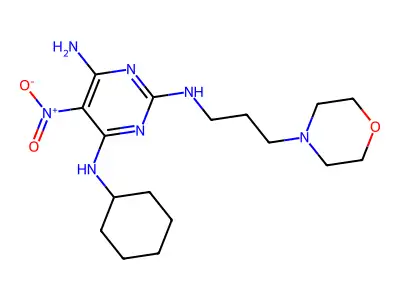 N4-cyclohexyl-N2-[3-(morpholin-4-yl)propyl]-5-nitropyrimidine-2,4,6-triamine structure