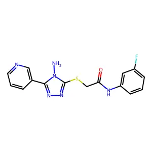 2-((4-amino-5-(pyridin-3-yl)-4H-1,2,4-triazol-3-yl)thio)-N-(3-fluorophenyl)acetamide structure