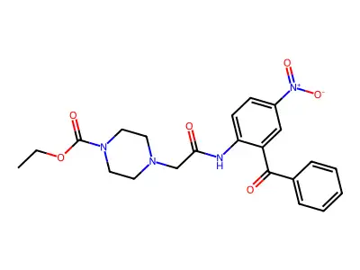 Ethyl 4-[(2-benzoyl-4-nitro-phenyl)carbamoylmethyl]piperazine-1-carboxylate structure