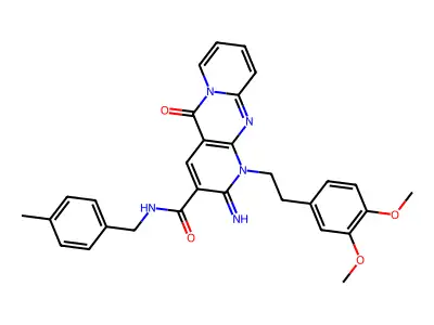 1-[2-(3,4-dimethoxyphenyl)ethyl]-2-imino-N-(4-methylbenzyl)-5-oxo-1,5-dihydro-2H-dipyrido[1,2-a:2',3'-d]pyrimidine-3-carboxamide structure