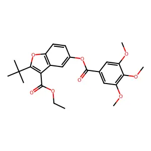 Ethyl 2-(tert-butyl)-5-((3,4,5-trimethoxybenzoyl)oxy)benzofuran-3-carboxylate structure