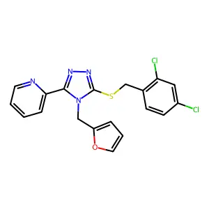 2-[5-[(2,4-dichlorophenyl)methylthio]-4-(2-furanylmethyl)-1,2,4-triazol-3-yl]pyridine structure