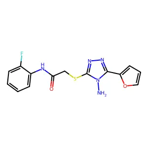 2-((4-amino-5-(furan-2-yl)-4H-1,2,4-triazol-3-yl)thio)-N-(2-fluorophenyl)acetamide structure