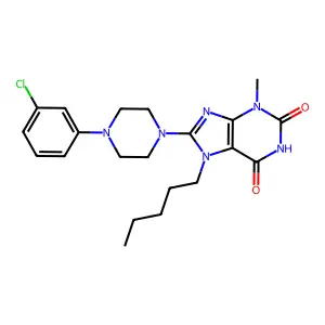 8-[4-(3-Chlorophenyl)-1-piperazinyl]-3-methyl-7-pentylpurine-2,6-dione structure