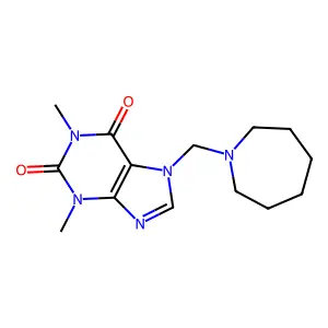 7-(azepan-1-ylmethyl)-1,3-dimethyl-1H-purine-2,6(3H,7H)-dione structure