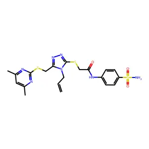 2-{5-[(4,6-dimethylpyrimidin-2-ylthio)methyl]-4-prop-2-enyl(1,2,4-triazol-3-yl thio)}-N-(4-sulfamoylphenyl)acetamide structure