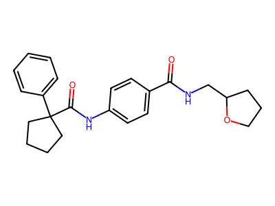 N-(oxolan-2-ylmethyl)-4-[(1-phenylcyclopentanecarbonyl)amino]benzamide structure
