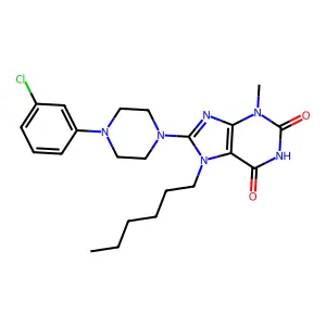 8-[4-(3-Chlorophenyl)piperazin-1-yl]-7-hexyl-3-methylpurine-2,6-dione structure
