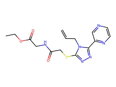 ethyl 2-[2-(4-prop-2-enyl-5-pyrazin-2-yl-1,2,4-triazol-3-ylthio)acetylamino]ac etate structure