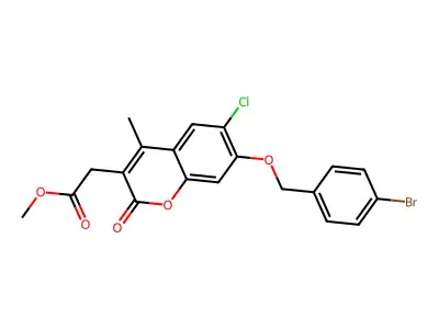 methyl {7-[(4-bromobenzyl)oxy]-6-chloro-4-methyl-2-oxo-2H-chromen-3-yl}acetate structure