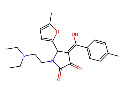 1-(2-diethylaminoethyl)-4-[hydroxy-(4-methylphenyl)methylidene]-5-(5-methylfuran-2-yl)pyrrolidine-2,3-dione structure