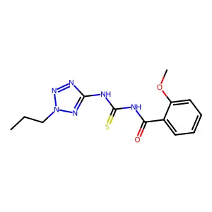 2-methoxy-N-[(2-propyl-2H-tetrazol-5-yl)carbamothioyl]benzamide structure