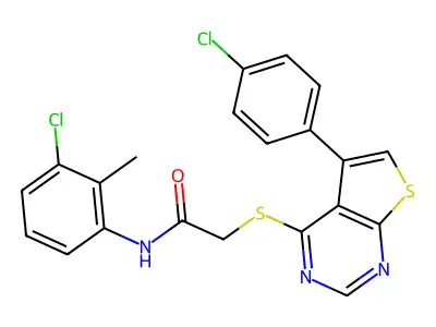 N-(3-chloro-2-methylphenyl)-2-{[5-(4-chlorophenyl)thieno[2,3-d]pyrimidin-4-yl]sulfanyl}acetamide structure