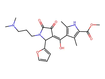 methyl 4-{1-[3-(dimethylamino)propyl]-2-(furan-2-yl)-4-hydroxy-5-oxo-2,5-dihydro-1H-pyrrole-3-carbonyl}-3,5-dimethyl-1H-pyrrole-2-carboxylate structure