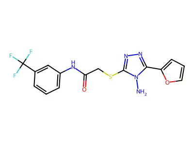 2-((4-amino-5-(furan-2-yl)-4H-1,2,4-triazol-3-yl)thio)-N-(3-(trifluoromethyl)phenyl)acetamide structure