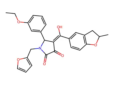 5-(3-ethoxyphenyl)-1-(furan-2-ylmethyl)-4-[hydroxy-(2-methyl-2,3-dihydro-1-benzofuran-5-yl)methylidene]pyrrolidine-2,3-dione structure