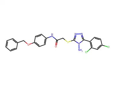 2-[[4-amino-5-(2,4-dichlorophenyl)-1,2,4-triazol-3-yl]sulfanyl]-N-(4-phenylmethoxyphenyl)acetamide structure