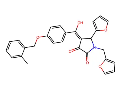 5-(furan-2-yl)-1-(furan-2-ylmethyl)-4-[hydroxy-[4-[(2-methylphenyl)methoxy]phenyl]methylidene]pyrrolidine-2,3-dione structure