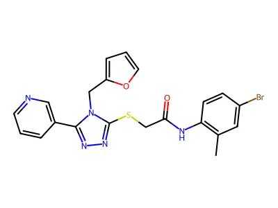 N-(4-bromo-2-methylphenyl)-2-{[4-(furan-2-ylmethyl)-5-(pyridin-3-yl)-4H-1,2,4-triazol-3-yl]sulfanyl}acetamide structure