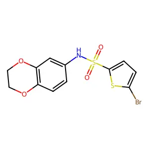 5-bromo-N-(2,3-dihydro-1,4-benzodioxin-6-yl)thiophene-2-sulfonamide structure
