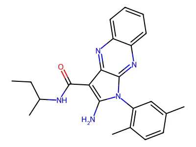 2-amino-N-(sec-butyl)-1-(2,5-dimethylphenyl)-1H-pyrrolo[2,3-b]quinoxaline-3-carboxamide structure