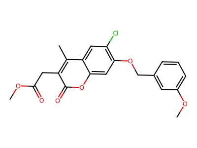 methyl {6-chloro-7-[(3-methoxybenzyl)oxy]-4-methyl-2-oxo-2H-chromen-3-yl}acetate structure