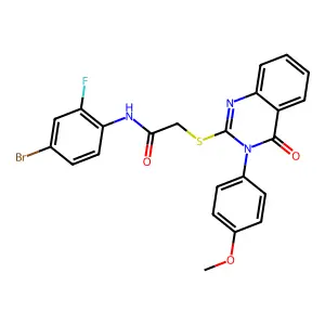 N-(4-bromo-2-fluorophenyl)-2-[3-(4-methoxyphenyl)-4-oxoquinazolin-2-yl]sulfanylacetamide structure